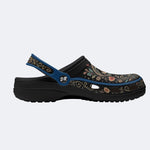 Ornate Floral Heart Print Fleece-Lined Clogs