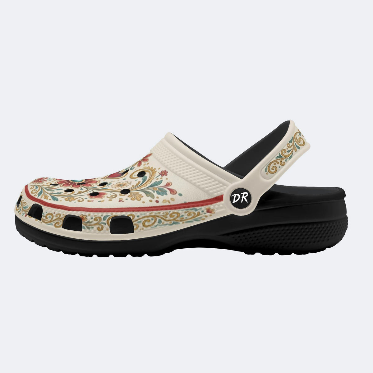 Ornate Floral Heart Print Clogs
