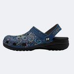 Vintage Dragonfly Print Fleece-Lined Clogs