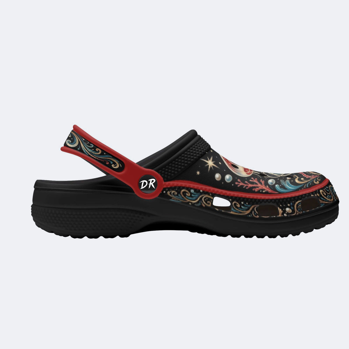 Ornate Jellyfish Print Fleece-Lined Clogs