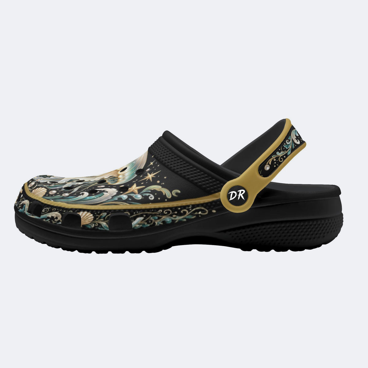 Emerald Jellyfish Fantasy Print Clogs