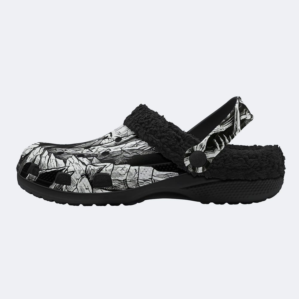 Hell Crack Print Fleece-Lined Clogs