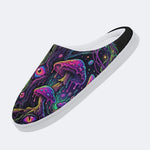 Psychedelic Mushroom Forest Print Fleece-Lined Slippers