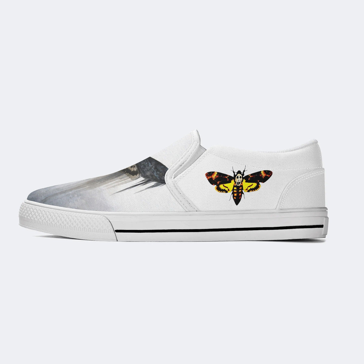 Surreal Death Moth Print - Slip On Shoes