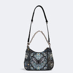 Gothic Bat Print - Leather Crossbody Bag