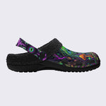 Psychedelic Mushroom Forest Eyes Print Fleece-Lined Clogs