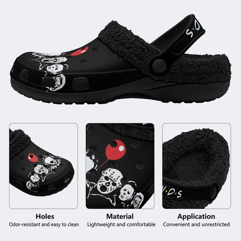 The Monsters Print - Fur Lined Slippers/Sandals