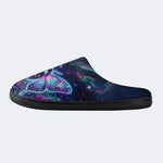 Cosmic Nebula Moth Print Fleece-Lined Slippers