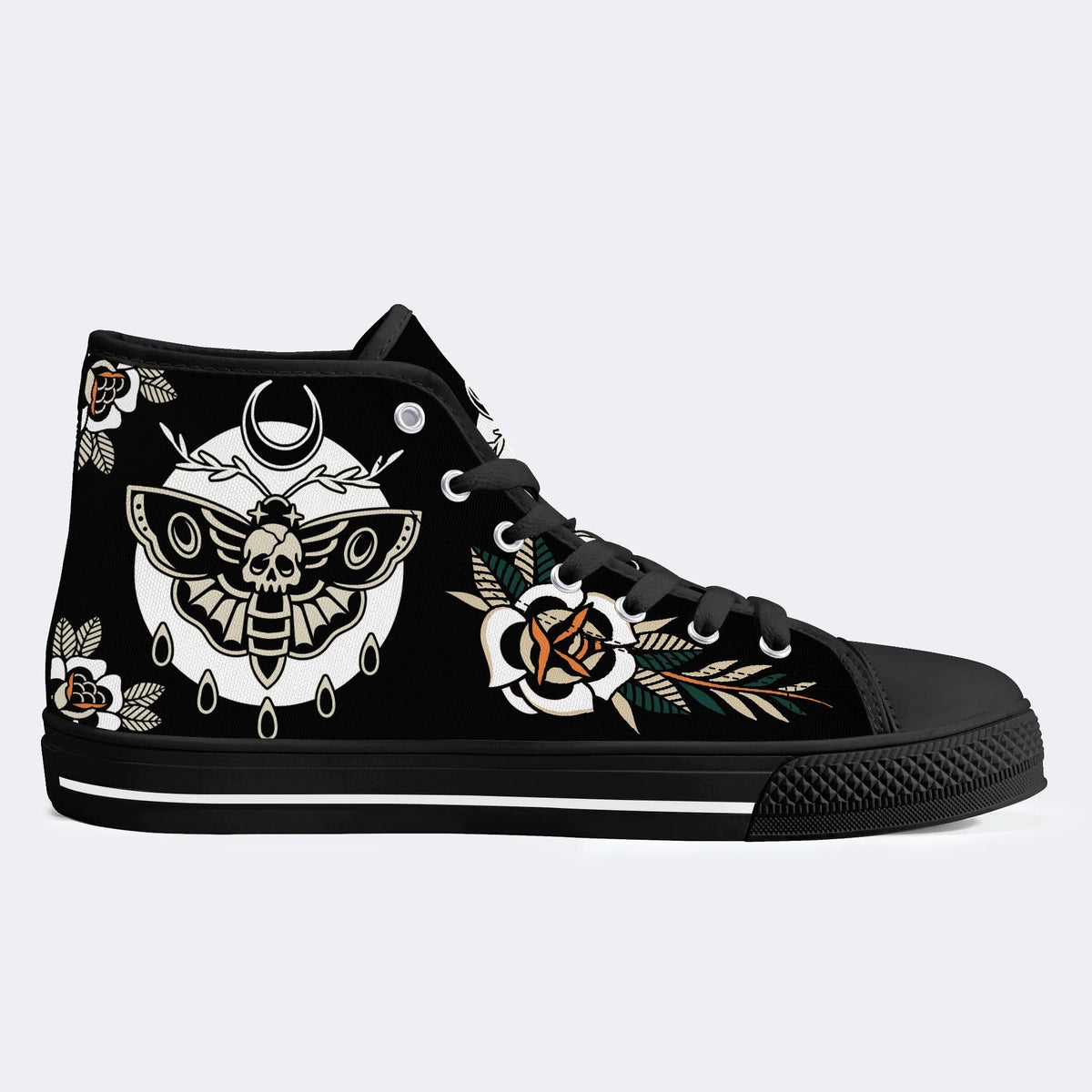 Unisex Death Moth Vintage Print - High Top Canvas
