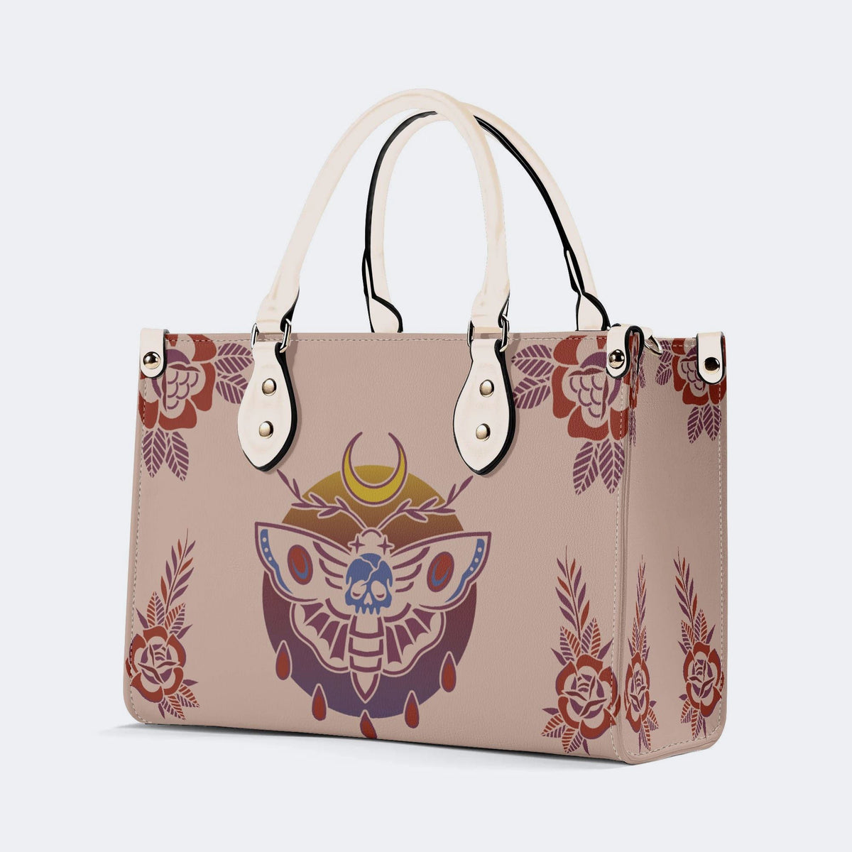 Death Moth Gradient Print - Leather Handbag