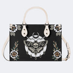 Death Moth Vintage Print - Leather Handbag