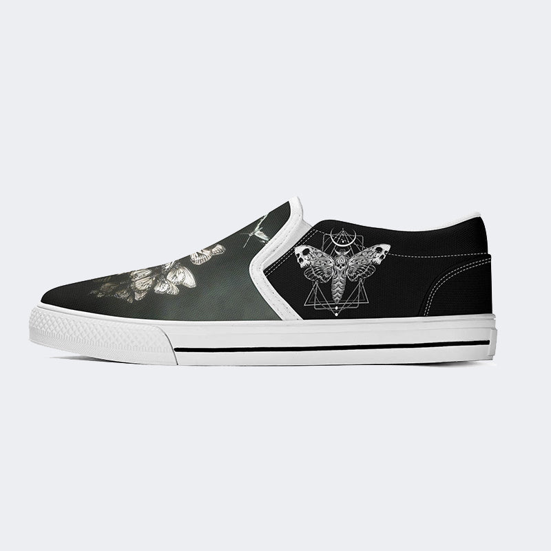 Surreal Death Moth&Skull - Slip On Shoes