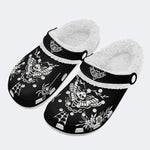 Death Moth Retro Print - Fur Lined Slippers/Sandals