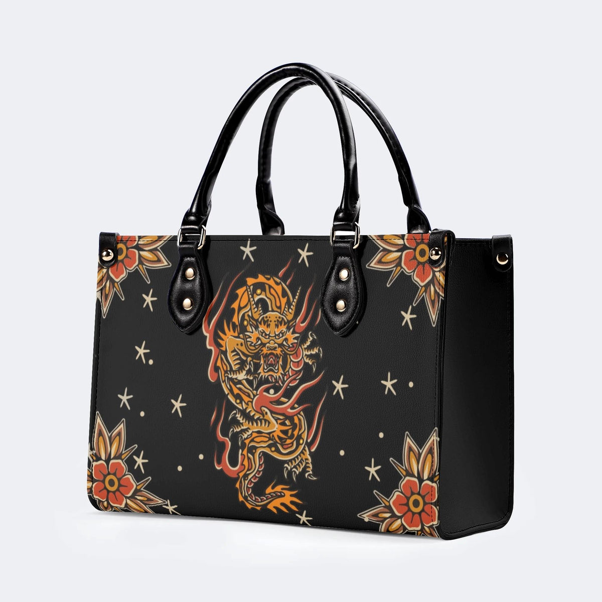 Traditional Dragon Print - Leather Handbag