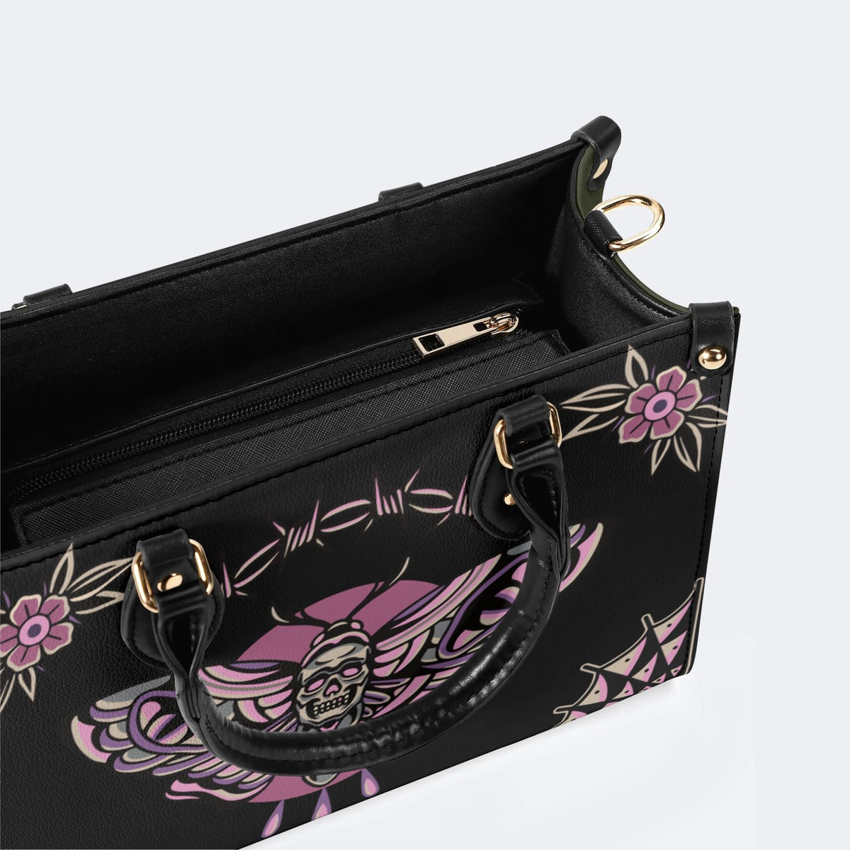 Classic Venom Moth Print - Leather Handbag