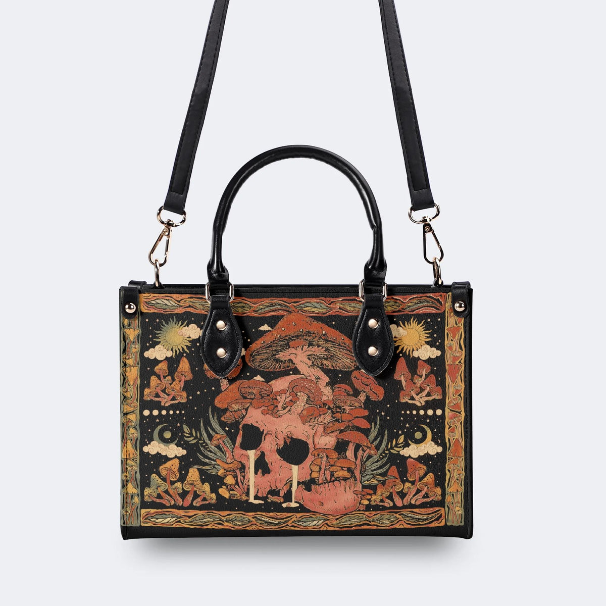 Mushroom Parasitic Skull - Leather Handbag