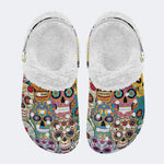 Unisex Skull Graffiti Art Print - Fur Lined Slippers/Sandals