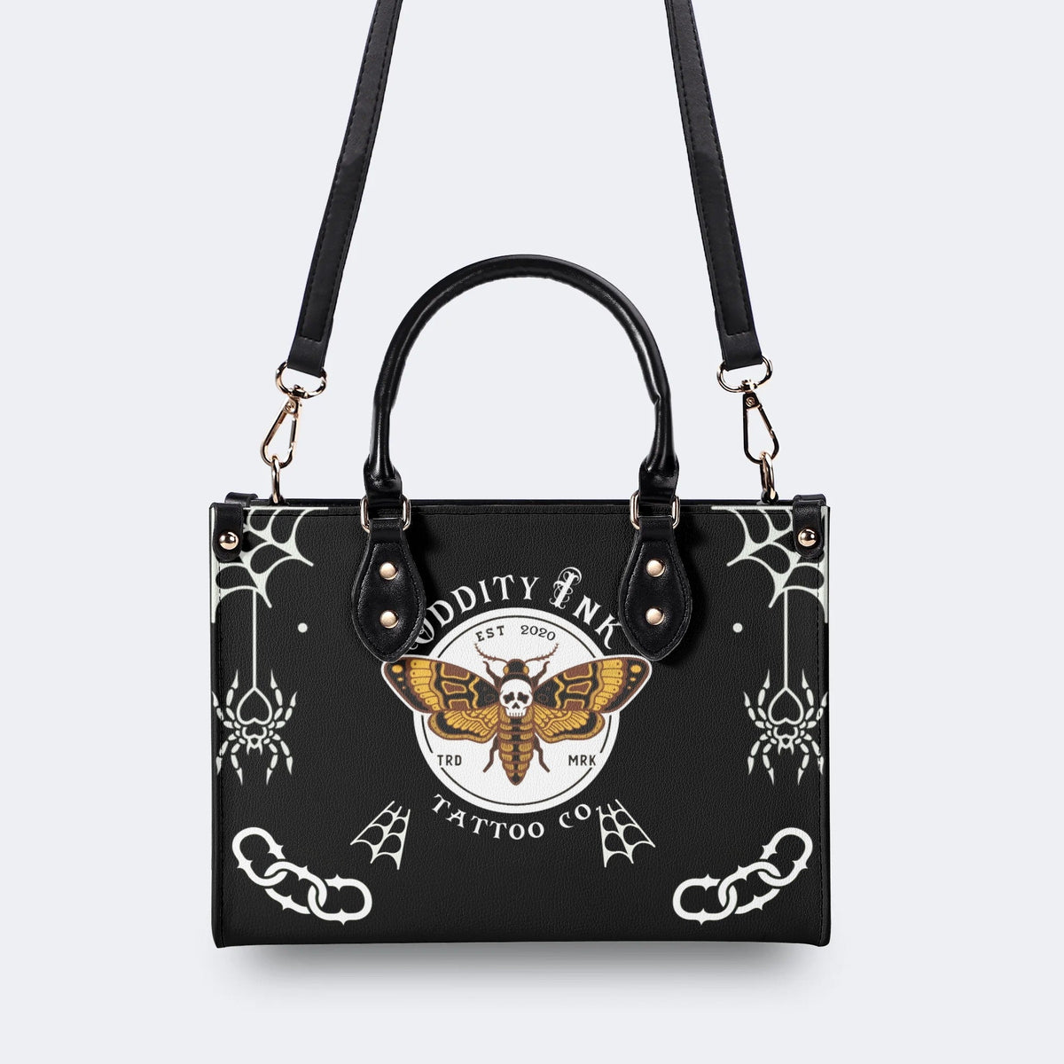 Classic Death Moth Print - Leather Handbag