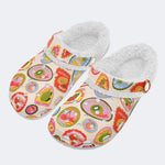 Fruit Fun Print - Fur Lined Slippers/Sandals