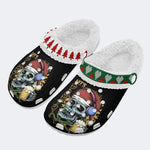 Christmas Skull Art Print - Fur Lined Slippers/Sandals