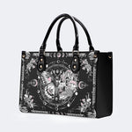 Tarot Skull Butterfly Print - Leather Handbag