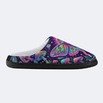 Flowing Color Psychedelic Moth Print Fleece-Lined Slippers