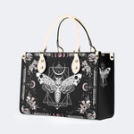 Death Moth & Mushrooms Print - Leather Handbag