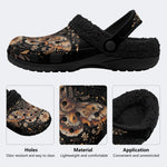 Vintage Moth Floral Print - Fur Lined Slippers/Sandals