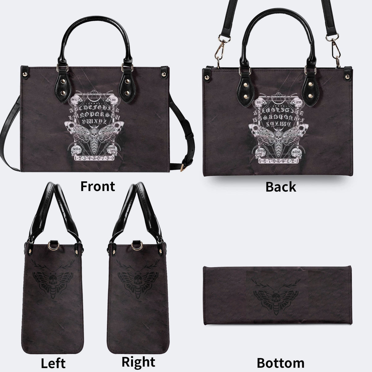 Vintage Death Moth Print - Leather Handbag