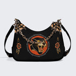 Vintage Black Panther With Flowers - Leather Crossbody Bag