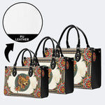 Tiger And Tiger Paw Print - Leather Handbag