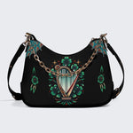 Irish Harp & Shamrocks Print - Leather Crossbody Bag