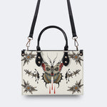 Death Moth And Flowers - Leather Handbag