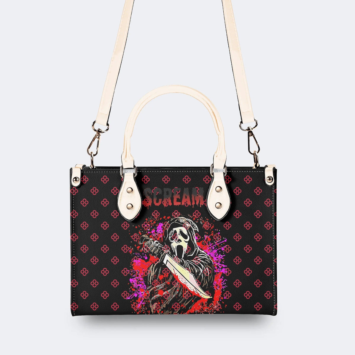 Horror Ghostface Print - Leather Handbag