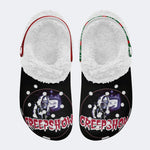 Horror Movie Vintage Graphic Print - Fur Lined Slippers/Sandals
