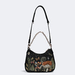 Starry Night Floral Moth Print - Leather Crossbody Bag