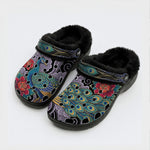 Irezumi Peacock in the Clouds Print Fleece-Lined Clogs