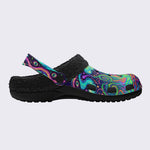 Psychedelic Forest Glowing Mushroom Print Fleece-Lined Clogs