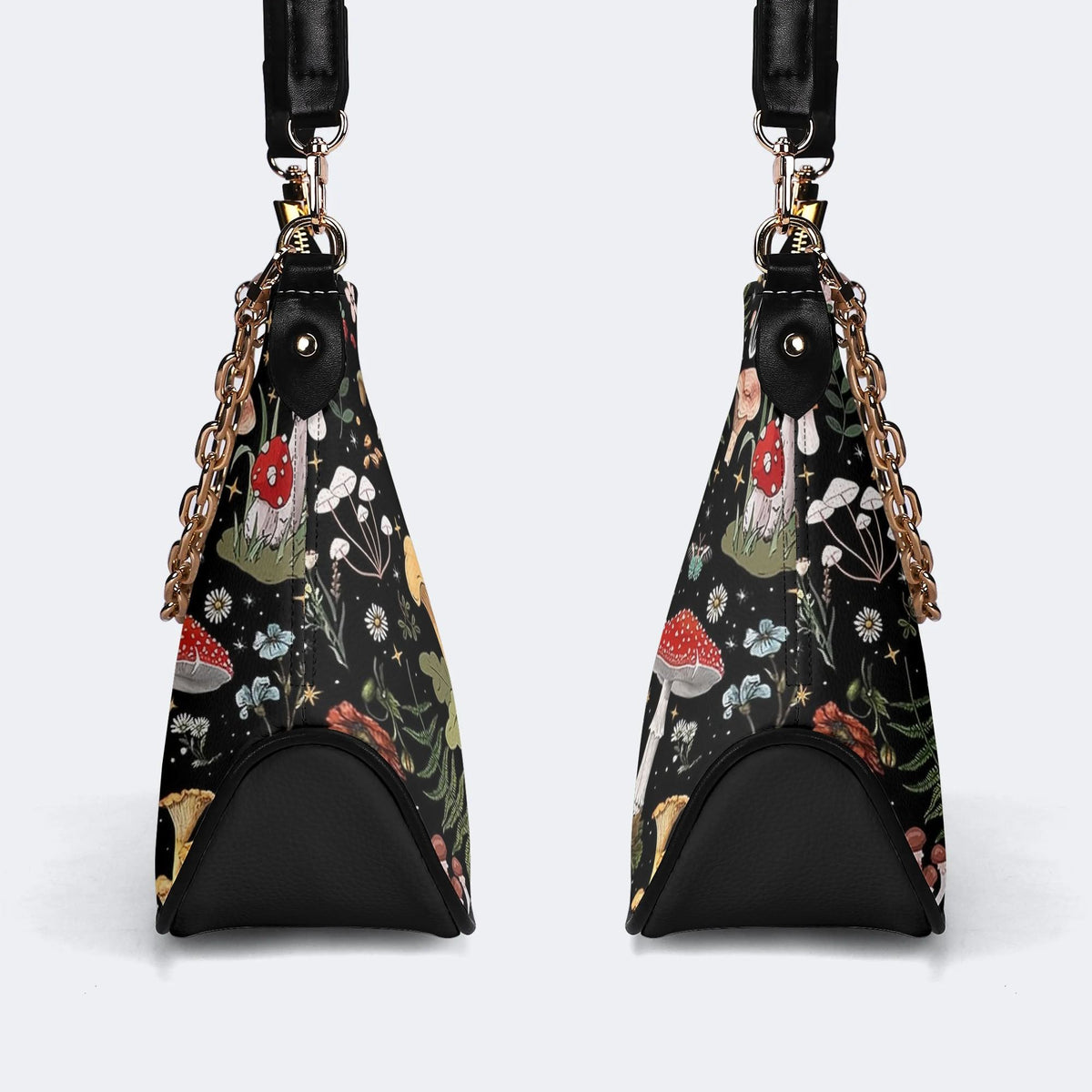 Starry Mushroom Print - Leather Crossbody Bag