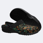 Psychedelic Mushroom Forest Moth Retro Print Fleece-Lined Clogs