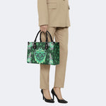 Green Plaid Death Moth - Leather Handbag