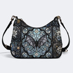 Gothic Bat Print - Leather Crossbody Bag
