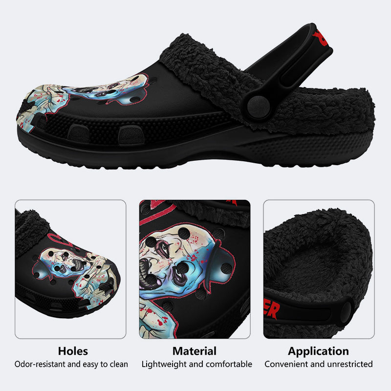 Unisex Horror Terrifier Print - Fur Lined Slippers/Sandals