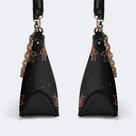Vintage Cat And Moon Print - Leather Crossbody Bag