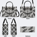 Vintage Moth And Black Lace Print - Leather Handbag