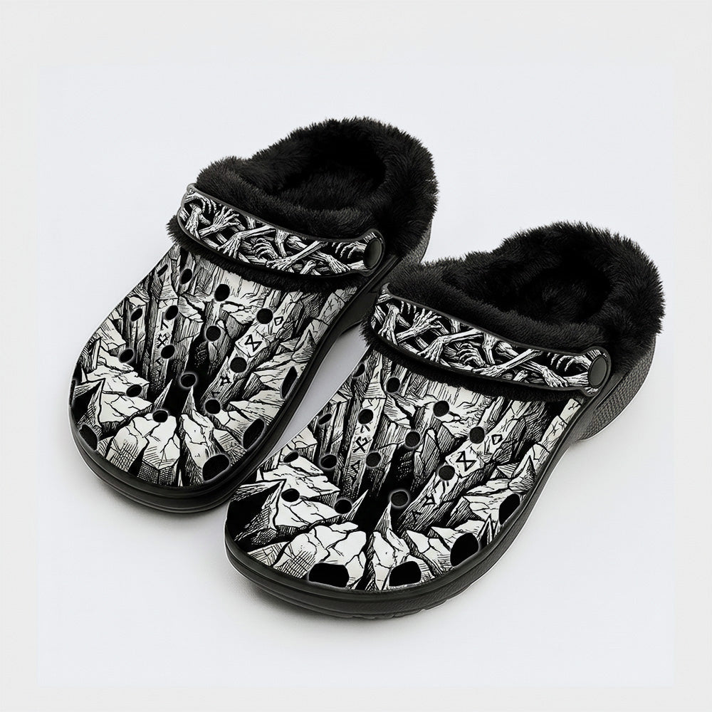 Hell Crack Print Fleece-Lined Clogs