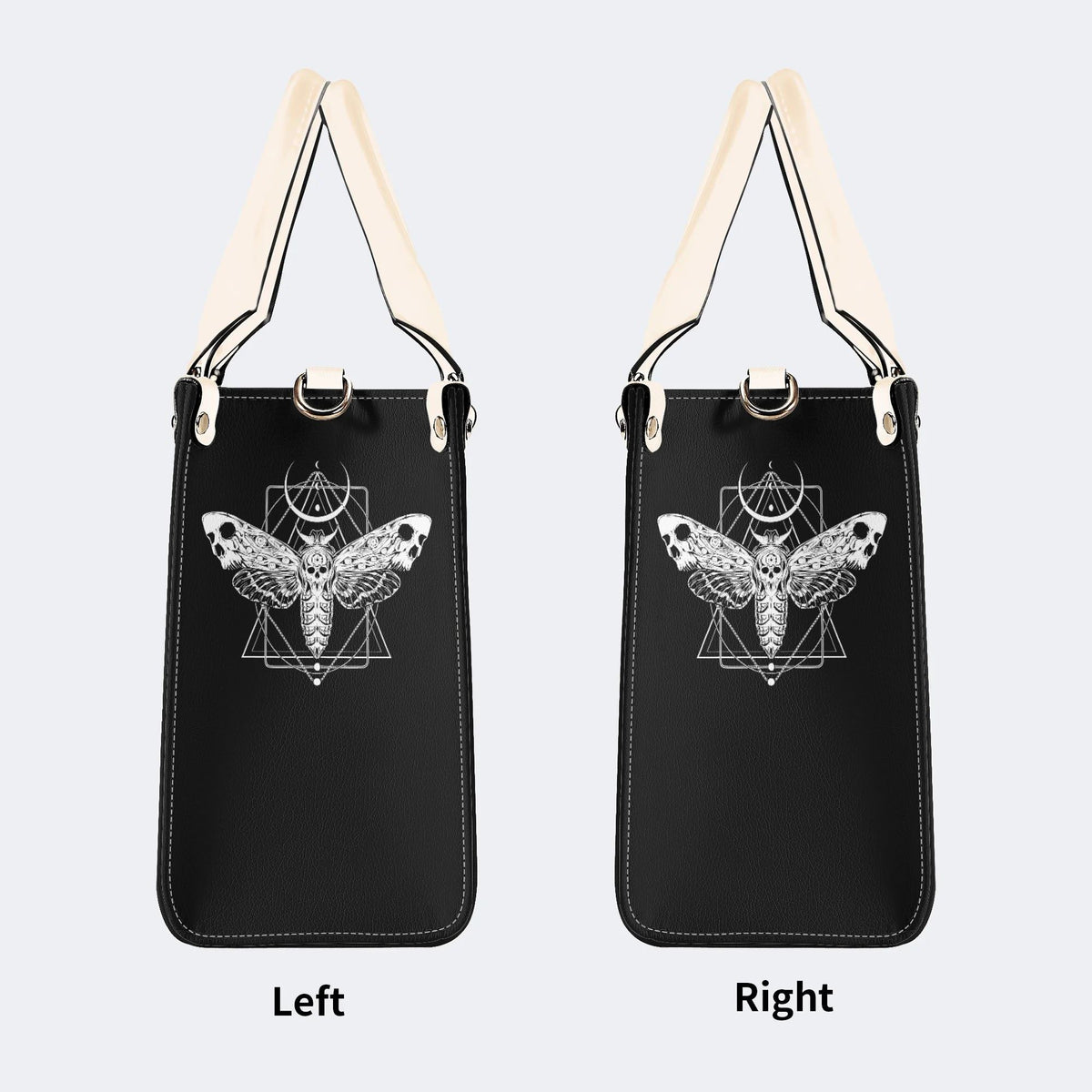 Death Moth & Mushrooms Print - Leather Handbag