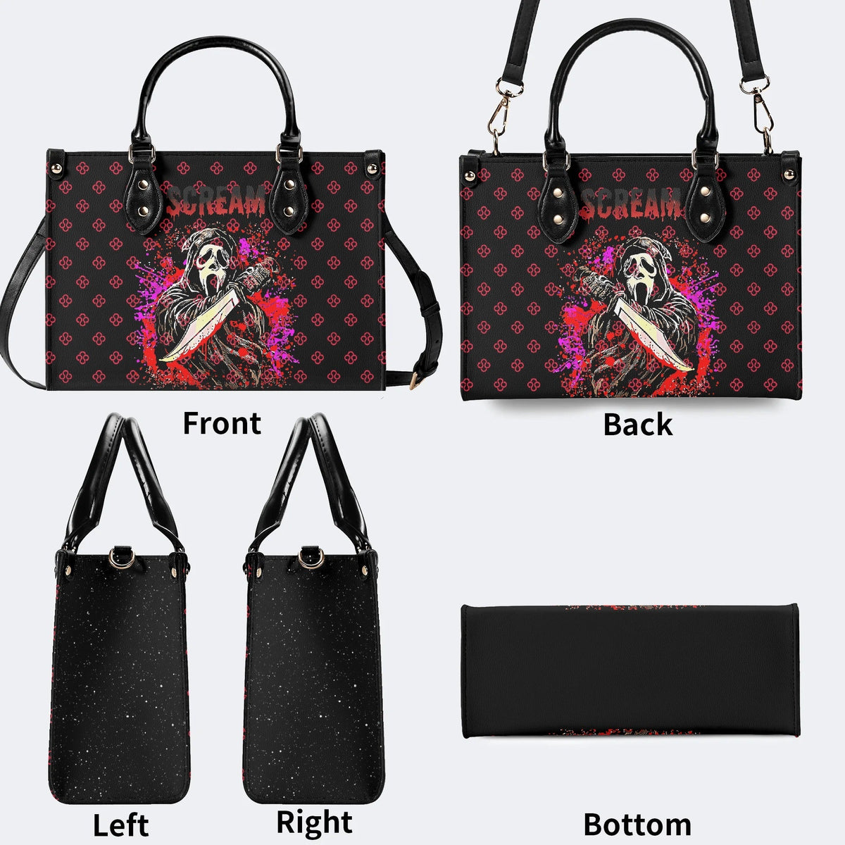 Horror Ghostface Print - Leather Handbag