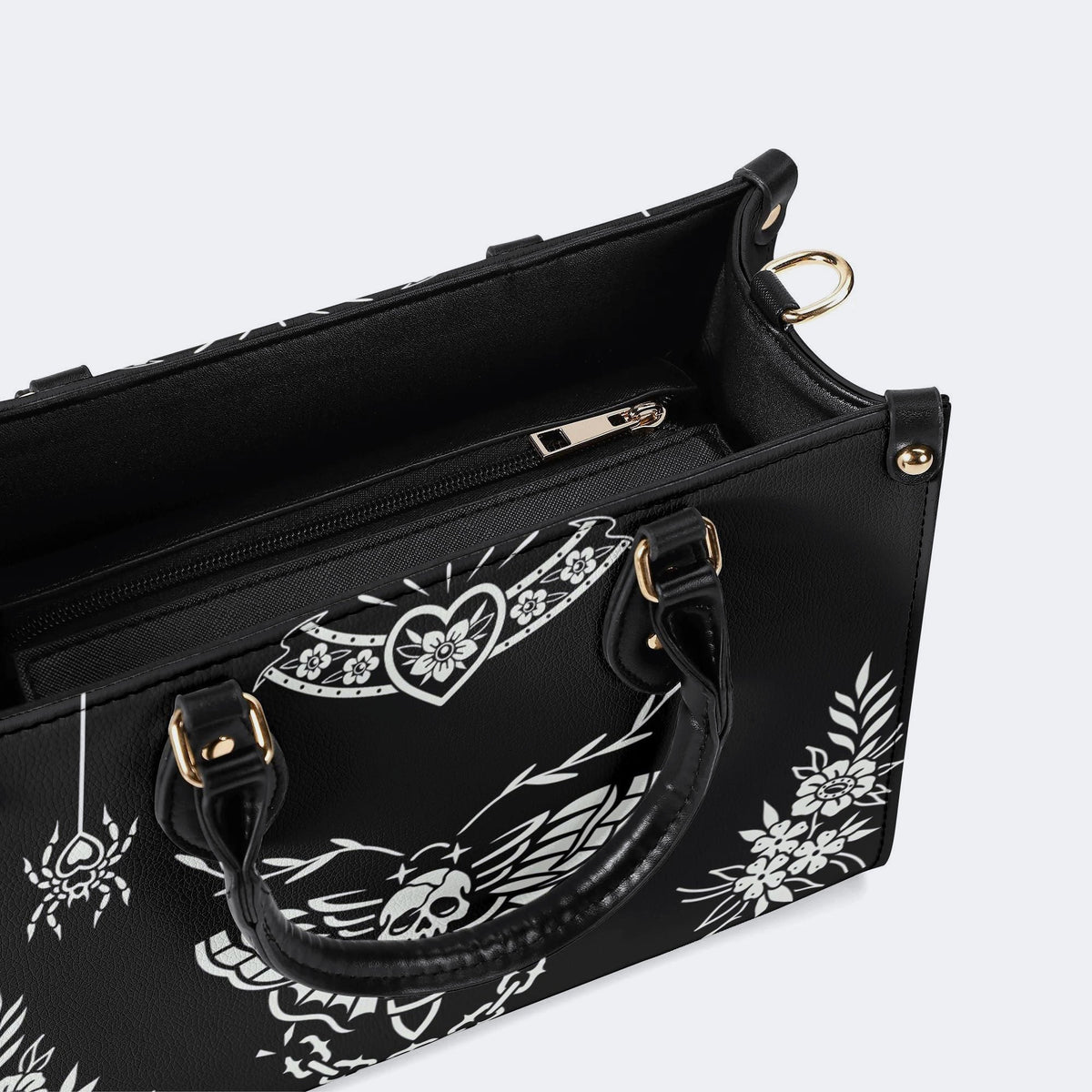 Death Moth Vintage Print - Leather Handbag