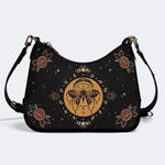 Vintage Moon Moth Print - Leather Crossbody Bag